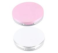 VICASKY Boîte de Poudre Compacte avec Houppettes 5g, Plastique Solide, Filet Élastique, Portable, pour Maquillage Femme, Rangement Cosmétiques, Lot 2 Pièces (Rose et Argenté