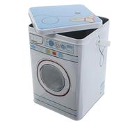 VICASKY Boîte de Rangement Hermétique pour Dosettes de Lessive en Fer avec Poignée, Design Mini Machine à Laver Bleu, Récipient Portable pour Organiser Lessive, Buanderie et Voyage