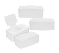 VICASKY Boîte Distributrice de Lingettes Humides Réutilisable avec Couvercle Hermétique, Lot de 4, Design Compact Blanc, pour Salle de Bain, Bureau et Voyage, Étui de Rangement Pratique