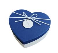 VICASKY Boîte Présent de Cœur Moyenne 18x16x7 Cm, Carton Blanc Couvercle Bleu, Décorée D’un Nœud Élégant, pour Emballage Fête, Mariage et Anniversaire, Boîte à Bijoux Élégante