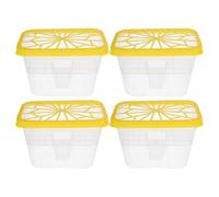 VICASKY Boîte Vide Absorbeur D'humidité en Plastique Jaune Réutilisable 4 Pièces, Grosse Capacité pour Armoire à Chaussures et Bibliothèque, Usage Intérieur Polyvalent