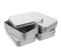 VICASKY Boîtes en Fer-Blanc Rectangulaires pour Bonbons, Lot de 4 Couvercles à Charnière, Boîte Présent Réutilisable pour Mariage et Rangement Domestique, Dimensions 10.9X6.5X3.5 CM