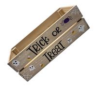 VICASKY Bol à Bonbons D’Halloween en Bois Naturel Grand Plateau Décoratif Polyvalent pour Présentation de Friandises Assiette Apéritive Rustique pour Fêtes et Décoration de Table