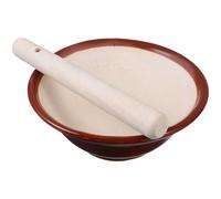 VICASKY Bol à Broyer Traditionnel en Céramique Petite Taille 11x11x4 Cm Pilon en Bois, Cuisine Asiatique, Condiments, Ail et Préparation de Repas Bébé, Facile à Nettoyer