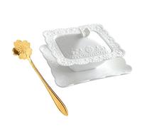 VICASKY Bol à Soupe avec Couvercle Blanc Carré Set Complet avec Cuillère et Plateau Bol de Déjeuner Élégant pour Restaurant et Cuisine