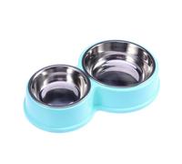 VICASKY Bol Double Acier Inoxydable pour Chien Dérapante pour Nourriture et Eau Design Unique Bleu pour Animaux de Compagnie