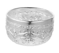 VICASKY Bol En Fer Blanc Sculpté Traditionnel Thaïlandais 10 Cm x 6 Cm En Étain Argenté Bol Polyvalent Pour Huiles Essentielles Et Spa Compact Pour Soins Et Massage D’intérieur