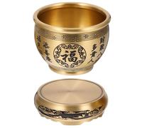 VICASKY Bol en Laiton Prospérité Feng Shui avec Socle 9,5 Cm, Bassine de Rangement Multifonction, Décoration Intérieure pour Maison et Bureau, Bol D'offrande Symbole de Chance et Richesse