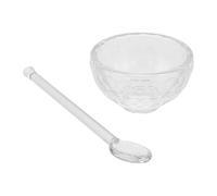 VICASKY Bol en Verre Transparent pour Masque Facial Petit Format Résistant aux Variations de Température Cuillère Incluse Bol Mélangeur pour Huiles Essentielles et Soins en Salon de