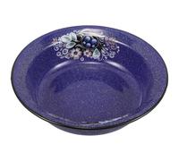 VICASKY Bol Mélangeur Émaillé Vintage 22 Cm Bleu Blanc à Pois, Bassin Multifonction pour Soupe, Fruits, Légumes et Pâte - Ustensile Cuisine Robuste, Facile à Nettoyer, Usage Familial