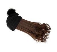 VICASKY Bonnet Hiver Chaud à Pompon Bonnet Tricoté Hiver Femme Chapeau Avec Cheveux Perruques Longues Extensions De Cheveux