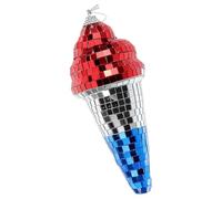 VICASKY Boule à Facettes Suspendue Forme Glace Décor Rétro pour Fêtes Clubs Ktv Ambiance Disco Rouge Argent Bleu