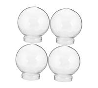 VICASKY Boule à Neige Vide Lot de 4 Cloche en Verre 7.4X6.5Cm Support en Métal pour Projet Créatif et Décoration de Bureau