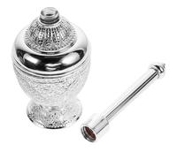 VICASKY Bouteille d'eau Bénite Décorative en Métal Électroplaqué Argenté Motif Délicat, Récipient Vide pour Eau Bénite et Huile, Décoration Intérieure Élégante pour Maison et Bureau,