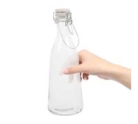 VICASKY Bouteille en Verre Transparent 1000 Ml avec Bouchon Blanc Hermétique, Récipient à Boisson Polyvalent pour Jus, Lait et Boissons, Cuisine et Usage Domestique, Bouteille D'eau