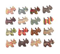 VICASKY Boutons en Bois de Chiot Colorés Imprimés Assortiment Original en Bois Naturel Lot de 50 Décoration Unique Couleur Aléatoire pour Projets de Couture DIY pour