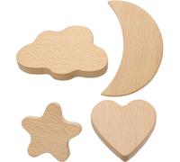 VICASKY Boutons Tiroir Bois 4 Pièces Étoiles Lune Cœur, Poignées Commode un Trou pour Chambre Garçon et Filles, Poignées Meuble Bois Résistantes et Pratiques