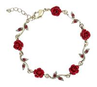 VICASKY Bracelets Fleuris pour Femmes, Bracelets Roses, Breloques, Vintage, Collier à Maillons Rouges, Pendentif, Vêtements, Fête, Anniversaire, Mariage, Fête Des Mères, Noël