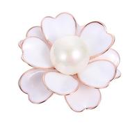 VICASKY Broche Camélia Élégante en Alliage Artificielle Blanche, Accessoire de Col Réaliste pour Robe, pour Soirée et Usage Quotidien