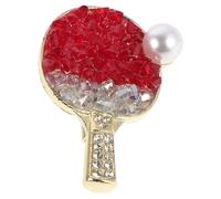 VICASKY Broche Ping-pong en Cristal Rouge Étincelant, Accessoire Léger et Polyvalent pour Veste ou Chapeau, Insigne Esprit D'équipe Sportif, Bijou Élégant pour Fans de Tennis de Table