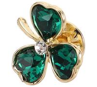 VICASKY Broche Trèfle en Alliage et Verre, Motif Shamrock, Vert Peacock | Épinglette Émail, Style Élégant, pour Tenues Formelles ou Décontractées, Lot Familial et Amical