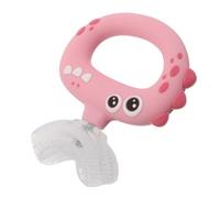 VICASKY Brosse à Dents Bébé en Silicone Alimentaire Rose Embout Buccal en U, Poils Extra-souples pour Soin des Gencives, Brosse Manuelle 0-3 Âge, Nettoyage Complet pour Tout-petits