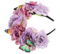 VICASKY Butterfly Fascinator Floral Headband Simulated Flower Hair Accessory For Women Bohemian Vacation Photoshoot Party