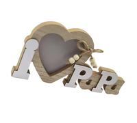 VICASKY Cadre Photo en Bois Ajouré Fête des Pères Décoration Rustique pour Maison Support Photo sur Pied Design Classique Gravé « je T'Aime Papa » Présent Anniversaire Père