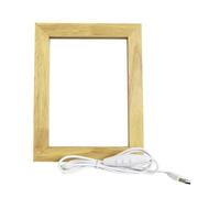 VICASKY Cadre Photo LED en Bois Khaki pour Décoration de Bureau, Lampe de Nuit 3d Créative et Rustique, Ornement de Table pour Chambre et Salon