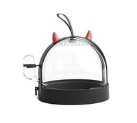 VICASKY Cage de Transport pour Hamster avec Verrou Poussoir Design Cornes de Diable Cage de Voyage Transparente et Spacieuse pour Petits Animaux Noirs