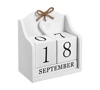 VICASKY Calendrier perpétuel en bois 2023-2024 - Vintage - Blocs en bois - Calendrier perpétuel en bois - Décoration de bureau et de maison