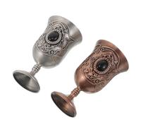 VICASKY Calice médiéval en métal 2pcs, gobelet vintage avec design ergonomique, finition rétro, idéal pour décor de maison et réunions familiales