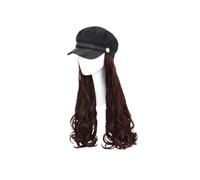 VICASKY Casquette Perruque Femme Longue Bouclée Synthétique Résistante à Haute Température Châtain Élégante pour Cosplay Fête Carnaval