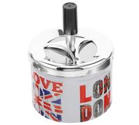 VICASKY Cendrier de Table en Métal Inoxydable Couvercle Rotatif Extinction Automatique Design Compact et Pratique Plateau à Cigarettes Souvenir du Royaume-Uni Usage Intérieur Bureau