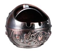 VICASKY Cendrier Métallique Rond Couvercle pour Usage Intérieur, Petit Format Portable Adapté Salon et Balcon