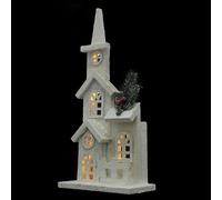 VICASKY Chalet de Noël Lumineux en Bois Blanc, Décoration de Table Festive | Maison Décorative pour Intérieur, Charme Saisonnier, Vitrines et Salons