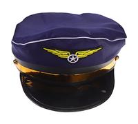 VICASKY Chapeau De Bleu Foncé Avec Badge Doré Décoration De Chapeau D'Hôtesse De L'Air Pour Costume De Cosplay D'Hôtesse D'Avion