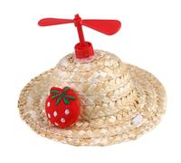 VICASKY Chapeau de Paille pour Animaux Motif Fraise Chapeau été Respirant Polyester Accessoire Photo pour et Chiens S