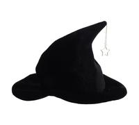 VICASKY Chapeau de Sorcière Noir Pendentif Étoile Unique en Polyester Confortable pour Fête Costumée Halloween et Soirées Déguisées Femme