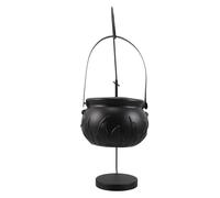 VICASKY Chaudron de Sorcière Halloween Noir avec Crochet Base Seau à Bonbons Plastique Décoration de Fête Pratique et Gain de Place pour Friandises