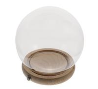 VICASKY Cloche en Verre 15 CM Base en Bois Lumineuse Socle en Bois Naturel Dôme Décoratif pour Fleurs Éternelles Lampe LED Intégrée à Interrupteur Cuivre Décoration Intérieure