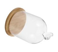 VICASKY Cloche en Verre Transparent avec Socle en Bois Bambou Plat Dôme Décoratif pour Bougie Parfumée Protection Anti-Poussière Décor Romantique Cœur pour Décoration Intérieure et