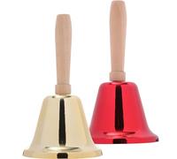 VICASKY Clochettes D'appel en Métal avec Manche en Bois, Lot de 2, Rouge Et Doré, 12 X 6 Cm, pour Décorations de Noël, Père Noël, Fêtes Et Autres Décorations.