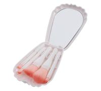 VICASKY Coffret De Pinceaux De Maquillage 5 Pièces Moyenne Taille Ensemble Professionnel Poils Doux Femmes Maquillage Voyage Avec Trousse De Rangement Couleur Blanc Cassé