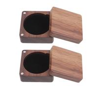 VICASKY Coffret de Présentation en Bois de Noyer Foncé pour 2 Pièces de Monnaie 4,8x4,8x2,5 Cm, Boîte Commémorative Compacte, Étui Porte-pièce de Collection, Organisateur