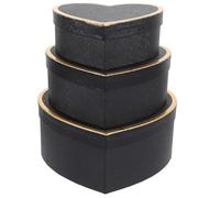 VICASKY Coffret Présent Cœur 3 Pièces en Carton Noir Boîte pour Arrangements Floraux et Emballage Présent Saint-valentin Boîte D’emballage pour Bijoux Bonbons