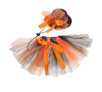 VICASKY Costume Halloween pour Chat et Chien Jupe Tutu Orange Ajustable avec Chapeau Citrouille Déguisement Amusant pour Fête et Photo Tenue Cosplay Pet pour Animaux