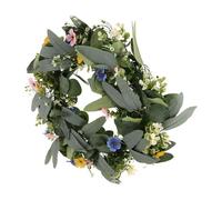 VICASKY Couronne Artificielle Eucalyptus Verte pour Porte D’entrée, Guirlande Suspendue Décorative Rustique, Feuilles de Porche Résistantes aux Intempéries, Couronne Extérieure Décor