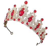VICASKY Couronne Dames Strass De Mariée Tiara Pour Filles Diadème Violet Accessoires De Cheveux De Demoiselle D'honneur Invité Couronne De Déesse Mariées Bijou De Cheveux Coiffes Rouge