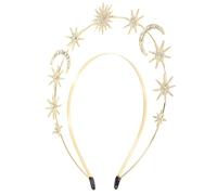VICASKY Couronne de Déesse Double Couche en Métal Étoile et Lune pour Mariage et Spectacle Accessoire de Cheveux Or pour Femmes